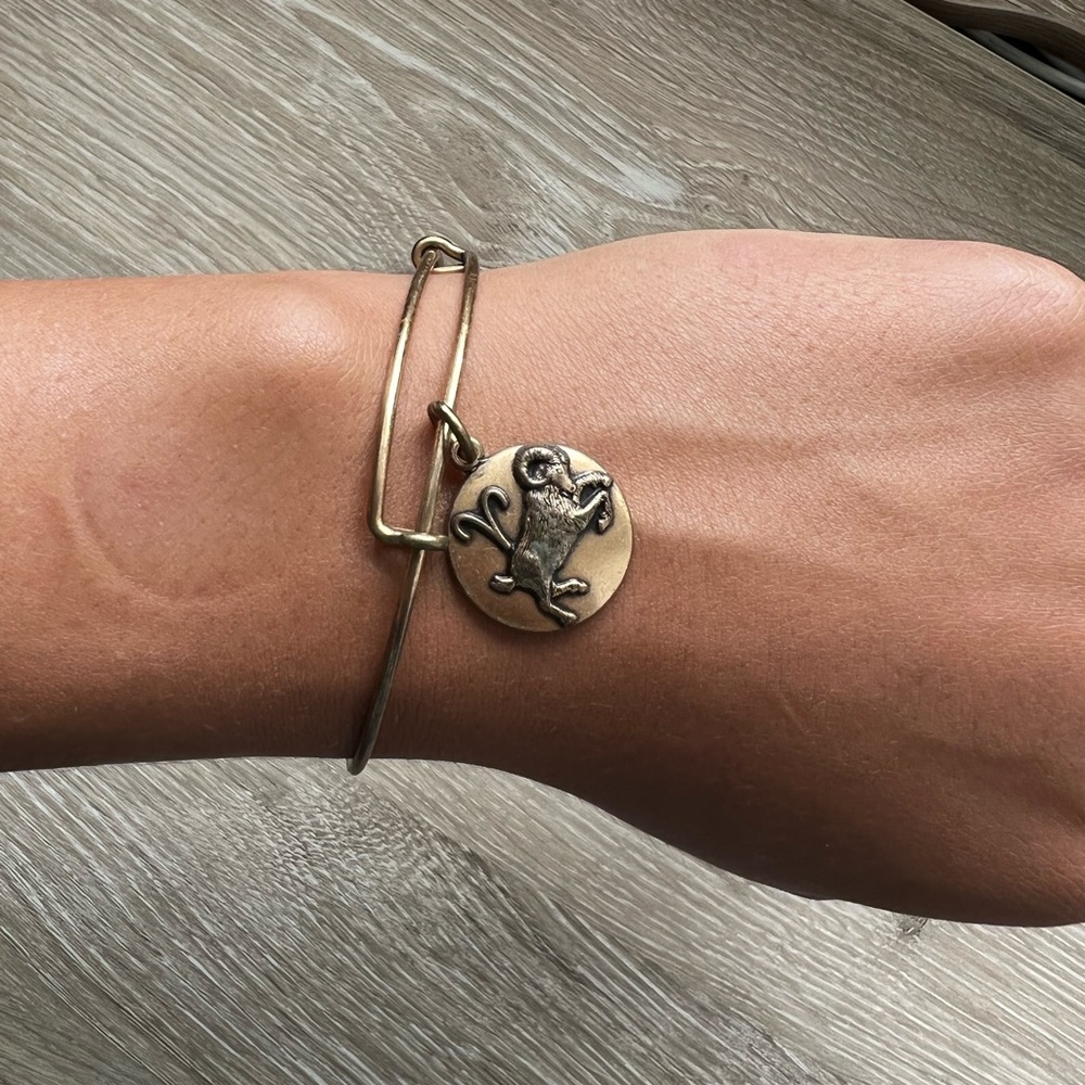 Gold Alex and Ani Aries Zodiac Bracelet